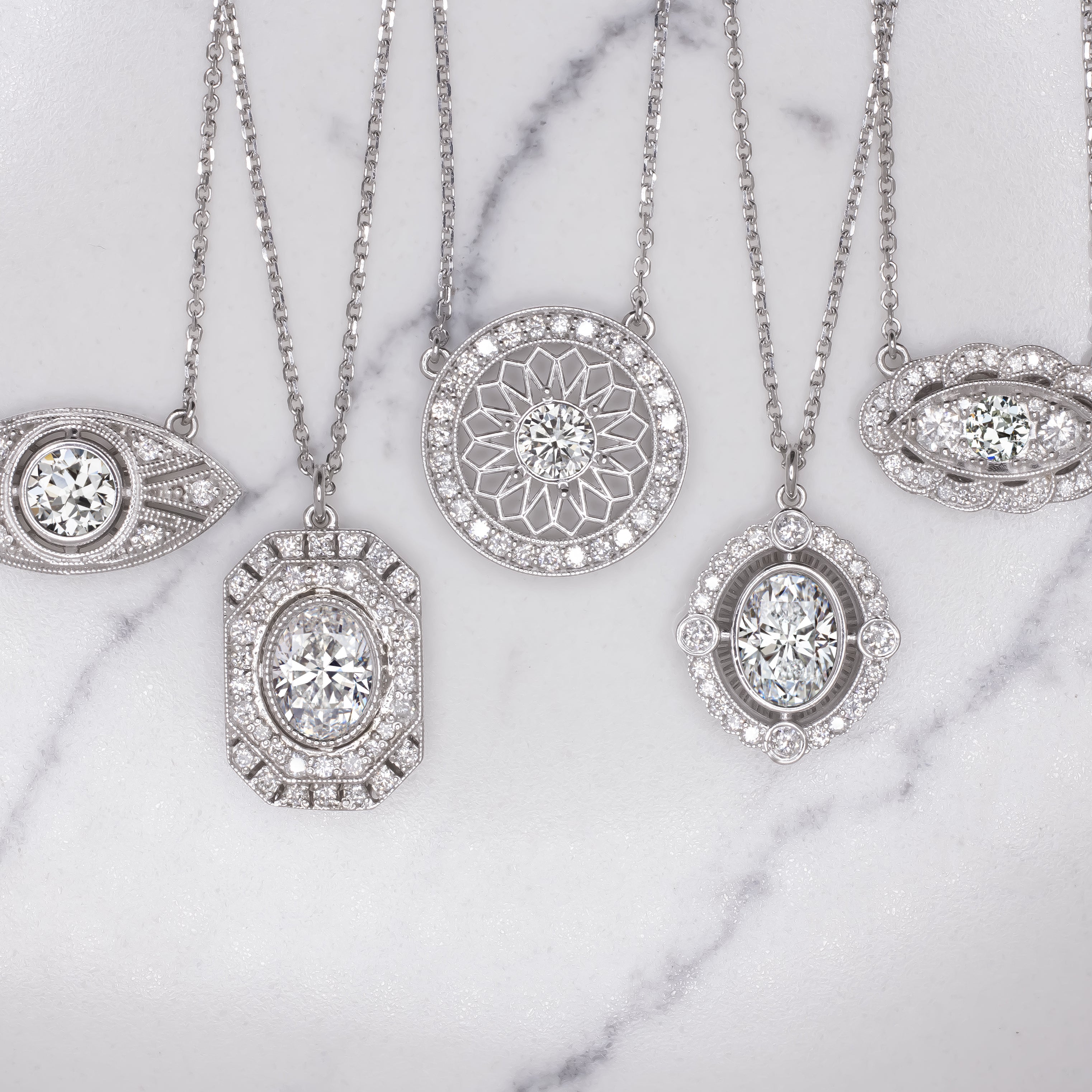 Vintage style diamond necklaces
