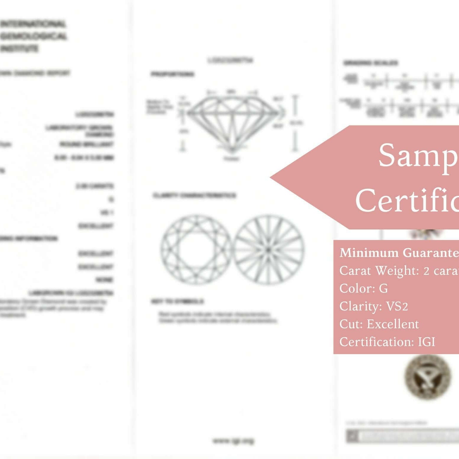 2 CARAT LAB CREATED DIAMOND IGI CERTIFIED G VS2 3x EXCELLENT CUT ROUND LOOSE 2ct