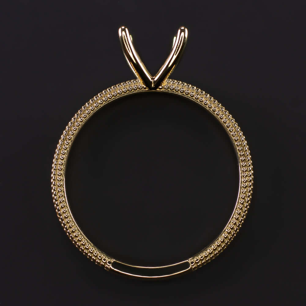 14K GOLD ENGAGEMENT RING SETTING MILGRAIN 6mm 7mm ROUND SEMI MOUNT SOLITAIRE